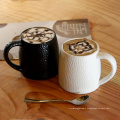 Factory direct price golf shape coffee mug/emboss milk mug/black water mug with bamboo lid.